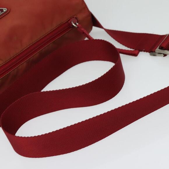 PRADA Shoulder Bag Nylon Red Silver - Picture 7 of 12